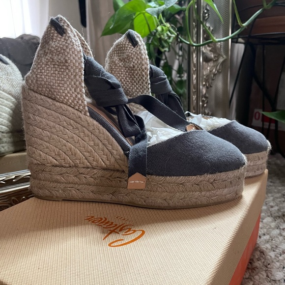 Castañer (Castaner) Chiara  Wedge Espadrille - 5 Grey (or Gray) - Picture 3 of 7